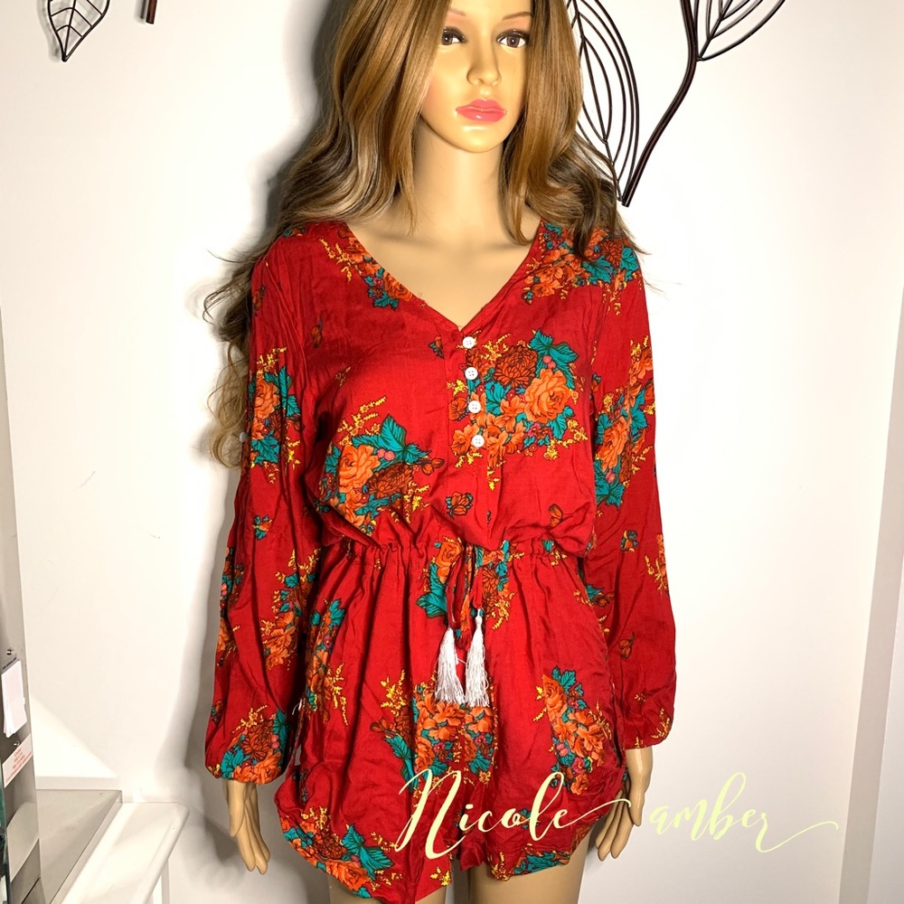 NLW ROSE Red Romper SZ L